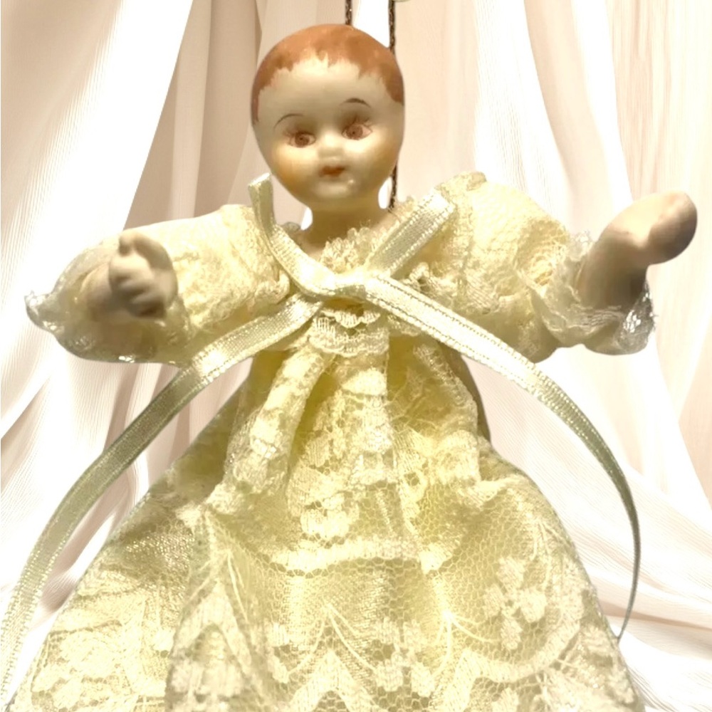 VTG Porcelain Miniature Doll Victorian Lace Doll House Ornament Kurt Adler RARE